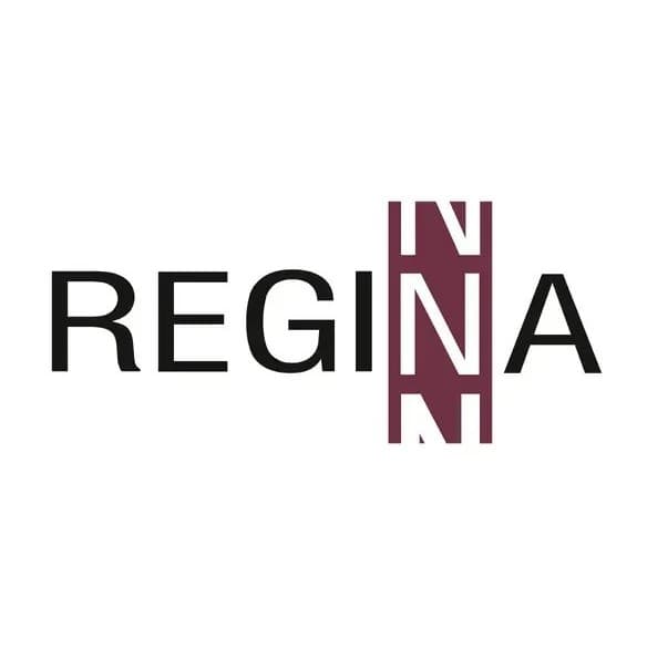 The Regina wordmark, with the N doubled inside a maroon column through the centre of the name